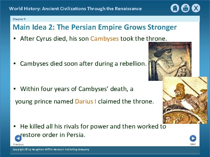 World History: Ancient Civilizations Through the Renaissance Chapter 9 Main Idea 2: The Persian