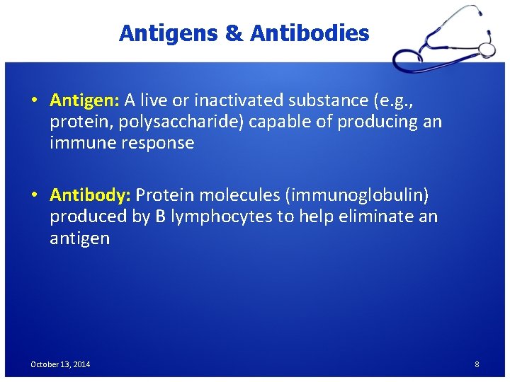 Antigens & Antibodies • Antigen: A live or inactivated substance (e. g. , protein,