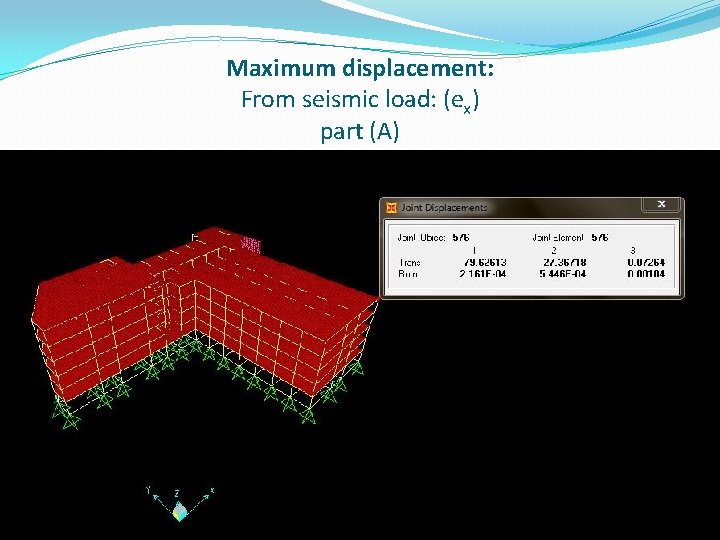 Maximum displacement: From seismic load: (ex) part (A) 