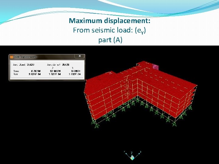 Maximum displacement: From seismic load: (e. Y) part (A) 