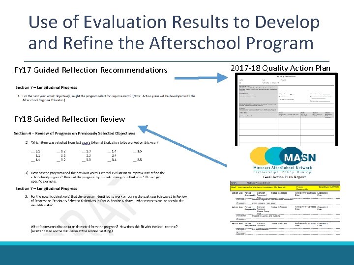 Use of Evaluation Results to Develop and Refine the Afterschool Program FY 17 Guided Use of Evaluation Results to Develop and Refine the Afterschool Program FY 17 Guided