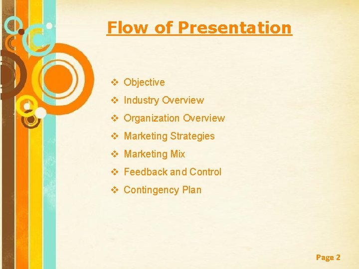 Flow of Presentation v Objective v Industry Overview v Organization Overview v Marketing Strategies