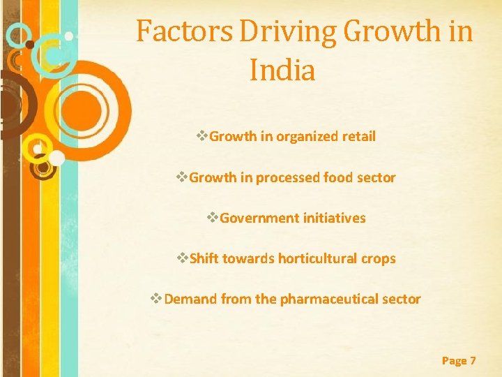 Factors Driving Growth in India v. Growth in organized retail v. Growth in processed