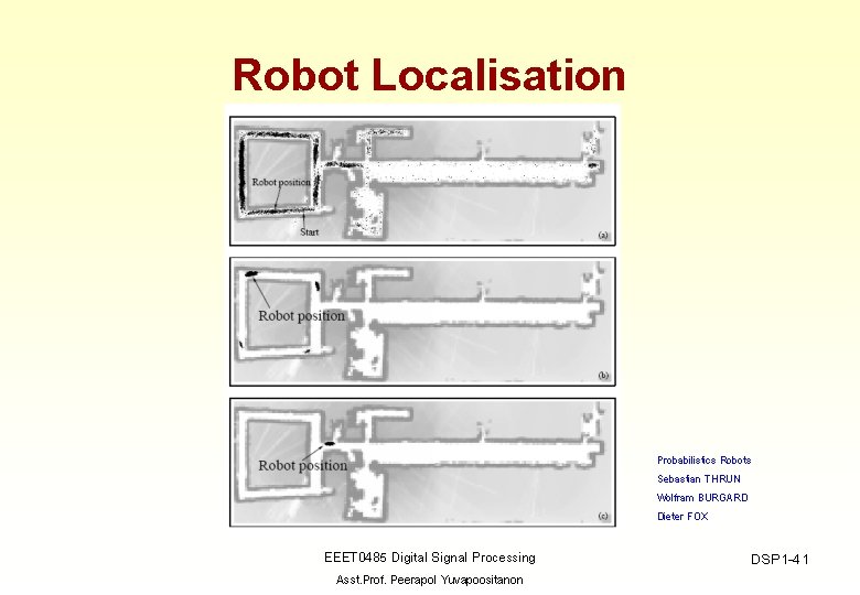 Robot Localisation Probabilistics Robots Sebastian THRUN Wolfram BURGARD Dieter FOX EEET 0485 Digital Signal