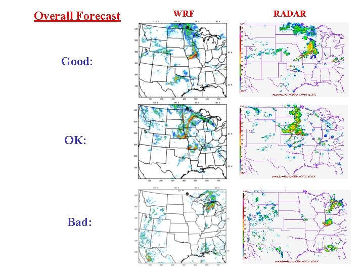 Overall Forecast Good: OK: Bad: WRF RADAR 