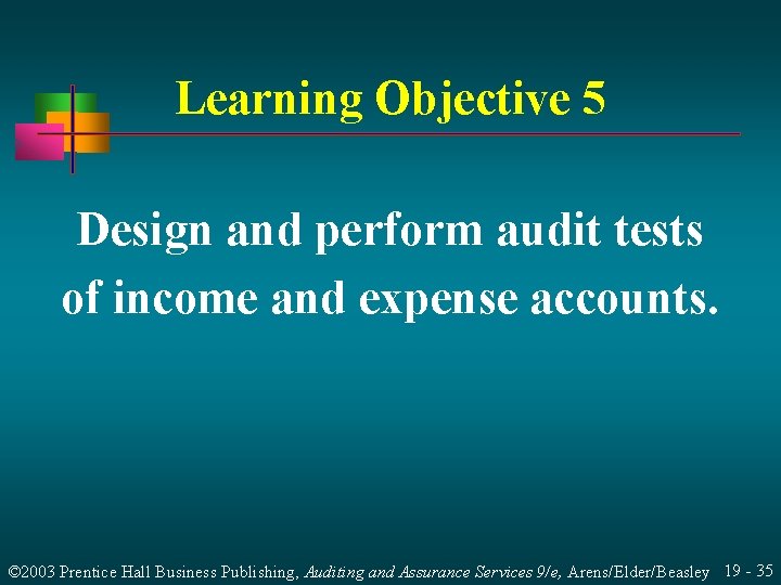 Learning Objective 5 Design and perform audit tests of income and expense accounts. ©
