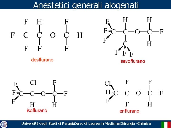Anestetici generali alogenati desflurano isoflurano sevoflurano enflurano Università degli Studi di Perugia. Corso –