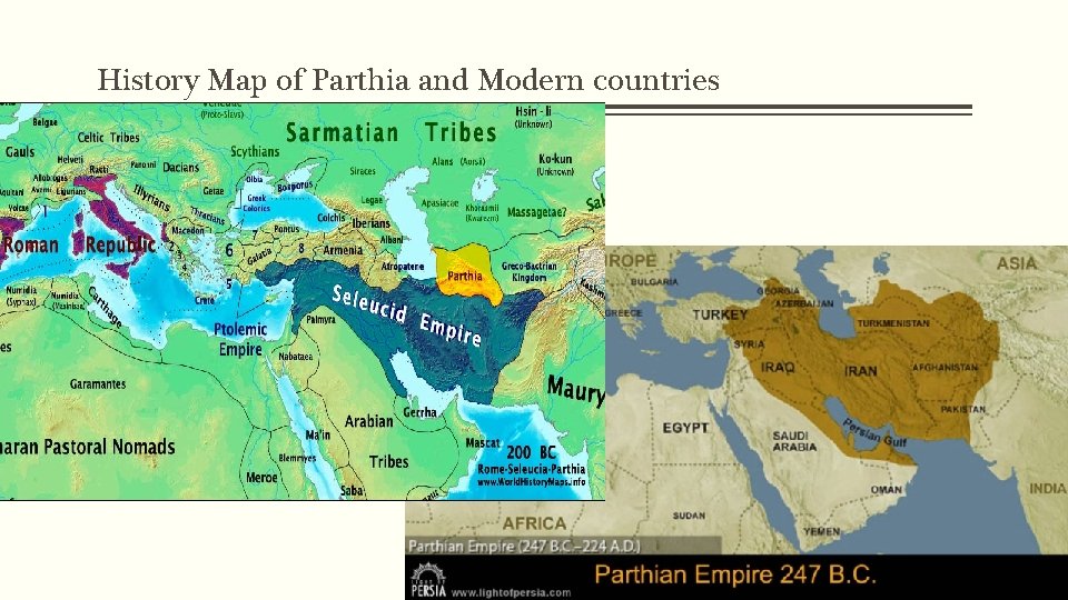 History Map of Parthia and Modern countries 