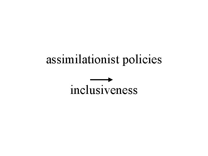 assimilationist policies inclusiveness 