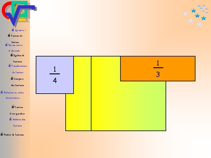 æQu’est-ce ? æFraction de fraction æParties entière et décimale æEgalités de fractions æTransformation de