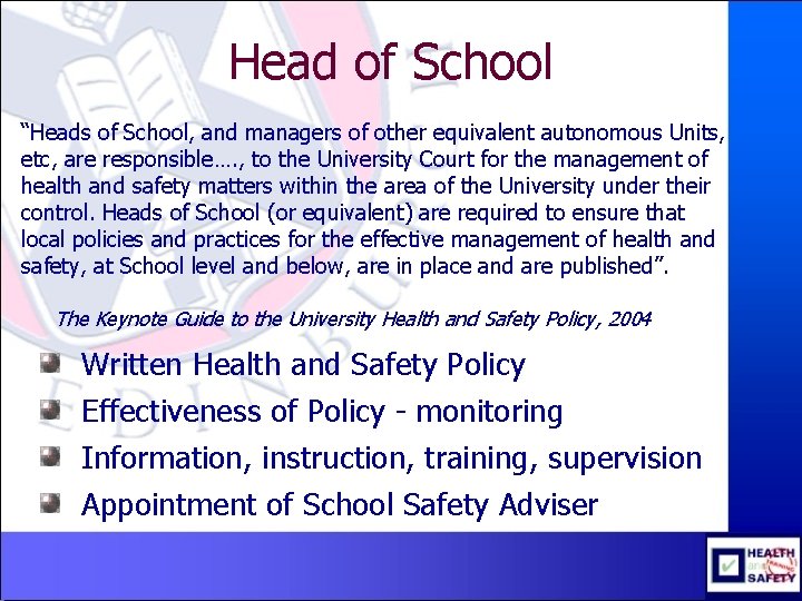Head of School “Heads of School, and managers of other equivalent autonomous Units, etc,