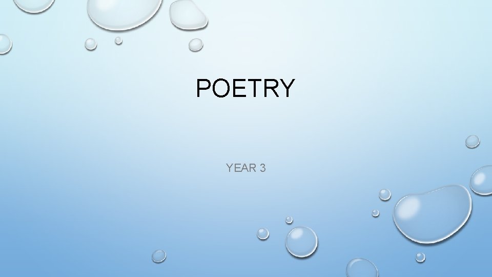 POETRY YEAR 3 