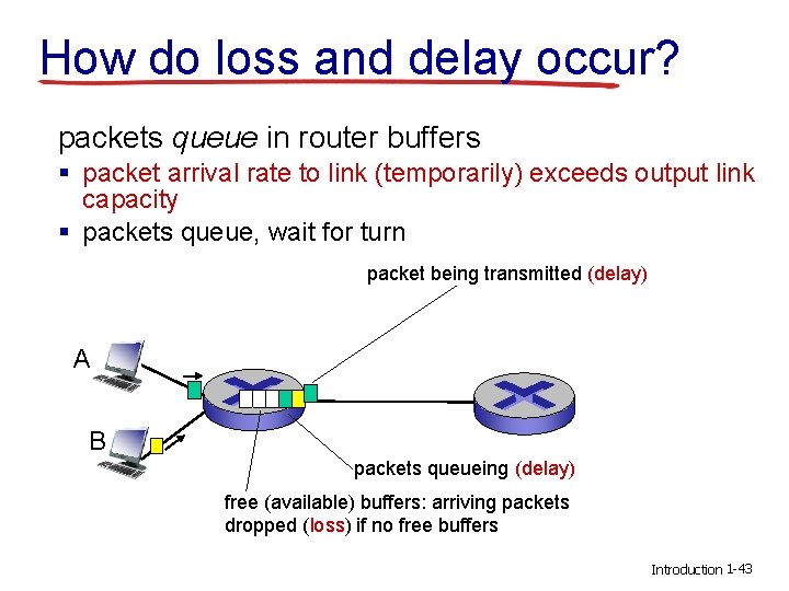 How do loss and delay occur? packets queue in router buffers § packet arrival