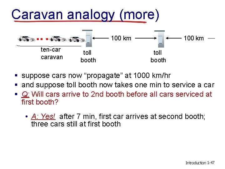 Caravan analogy (more) 100 km ten-car caravan toll booth 100 km toll booth §