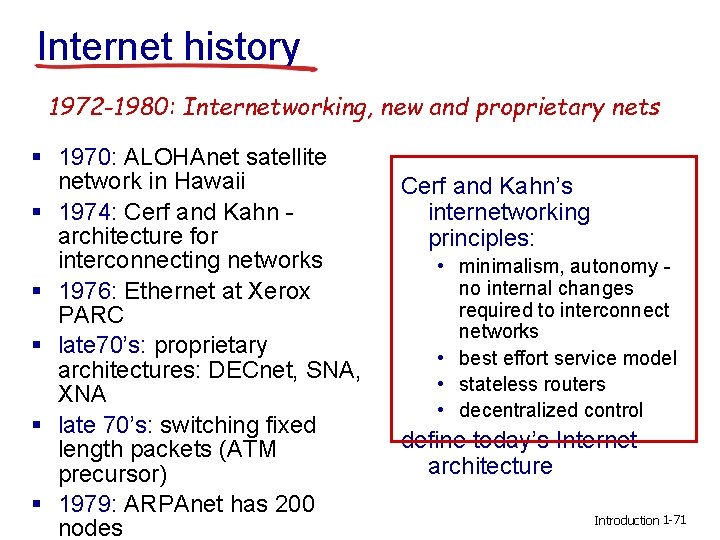 Internet history 1972 -1980: Internetworking, new and proprietary nets § 1970: ALOHAnet satellite network