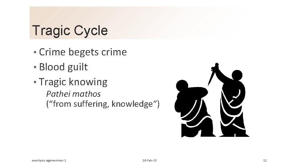 Tragic Cycle • Crime begets crime • Blood guilt • Tragic knowing Pathei mathos