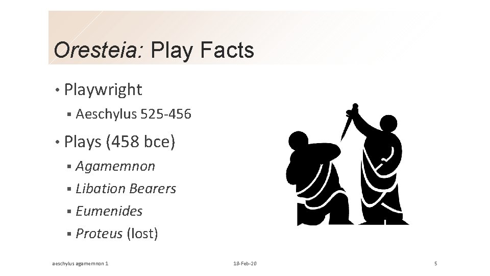 Oresteia: Play Facts • Playwright § Aeschylus 525 -456 • Plays (458 bce) §