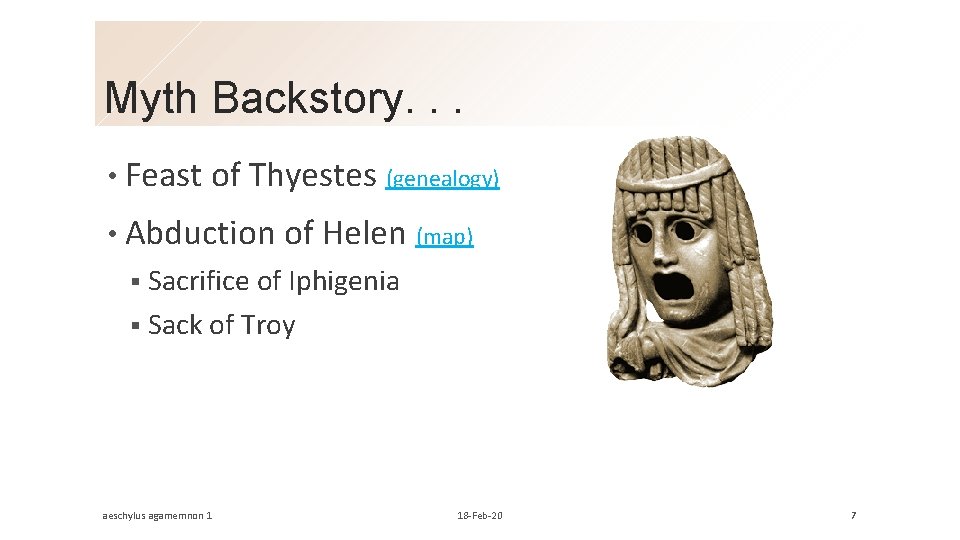 Myth Backstory. . . • Feast of Thyestes (genealogy) • Abduction of Helen (map)