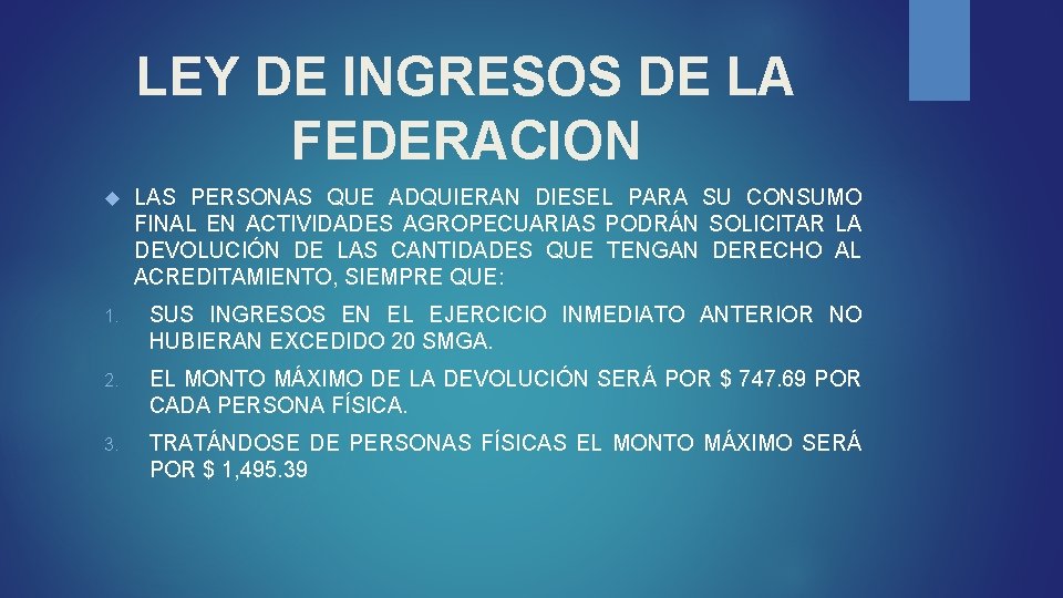 LEY DE INGRESOS DE LA FEDERACION LAS PERSONAS QUE ADQUIERAN DIESEL PARA SU CONSUMO