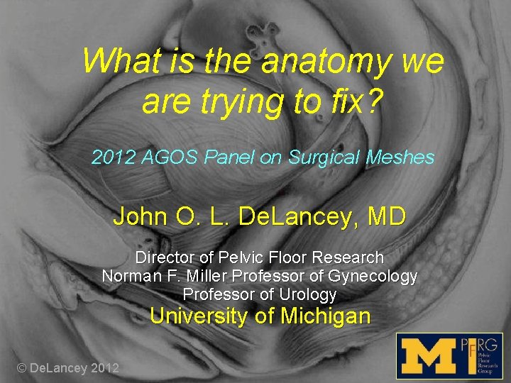 What is the anatomy we are trying to fix? 2012 AGOS Panel on Surgical