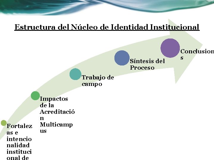 Estructura del Núcleo de Identidad Institucional Síntesis del Proceso Trabajo de campo Fortalez as