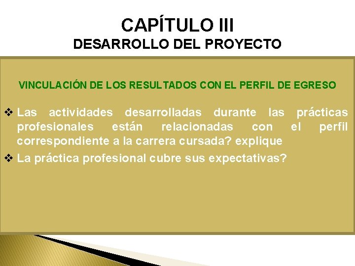 CAPÍTULO III DESARROLLO DEL PROYECTO VINCULACIÓN DE LOS RESULTADOS CON EL PERFIL DE EGRESO