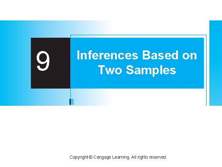 9 Inferences Based on Two Samples Copyright © Cengage Learning. All rights reserved. 