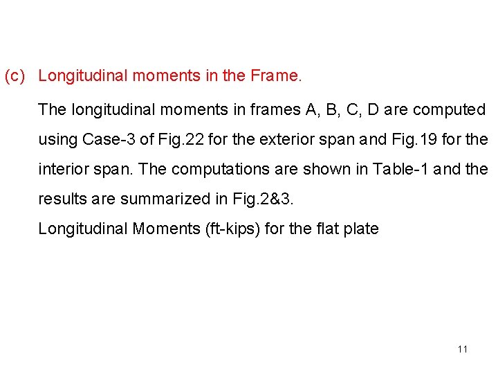 (c) Longitudinal moments in the Frame. The longitudinal moments in frames A, B, C,