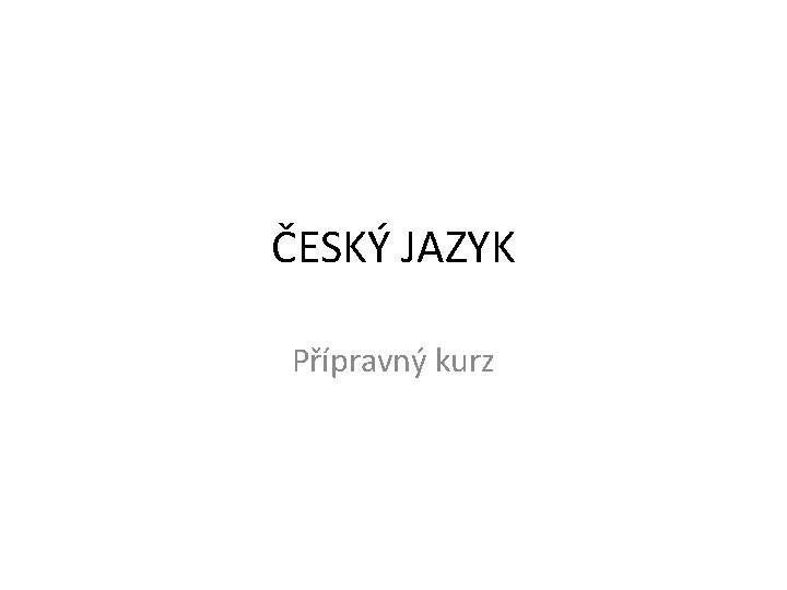 ČESKÝ JAZYK Přípravný kurz 