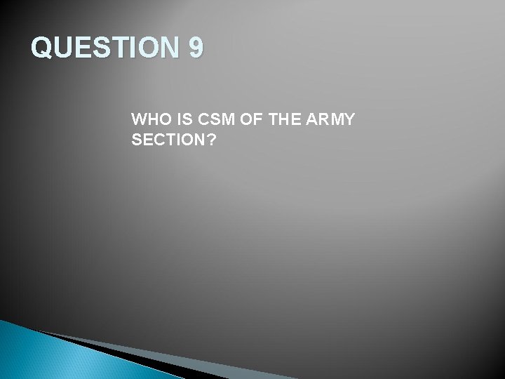 QUESTION 9 WHO IS CSM OF THE ARMY SECTION? 