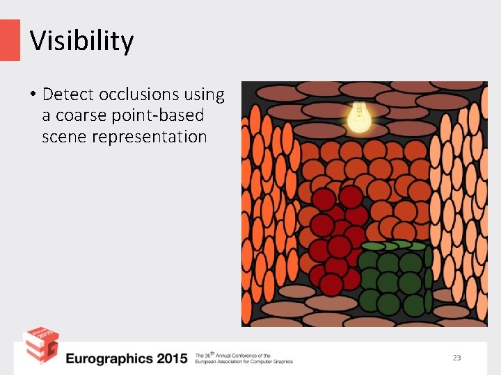 Visibility • Detect occlusions using a coarse point-based scene representation 23 