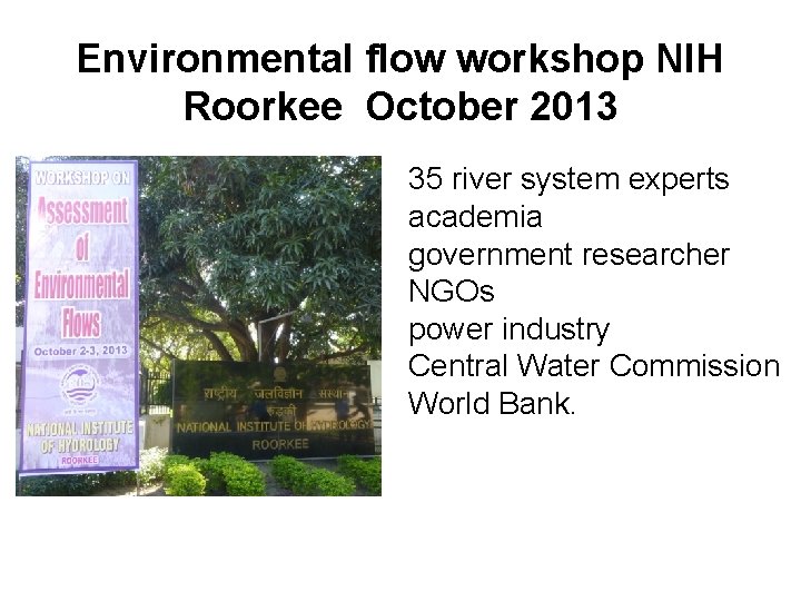 Environmental flow workshop NIH Roorkee October 2013 35 river system experts academia government researcher