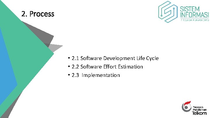2. Process • 2. 1 Software Development Life Cycle • 2. 2 Software Effort