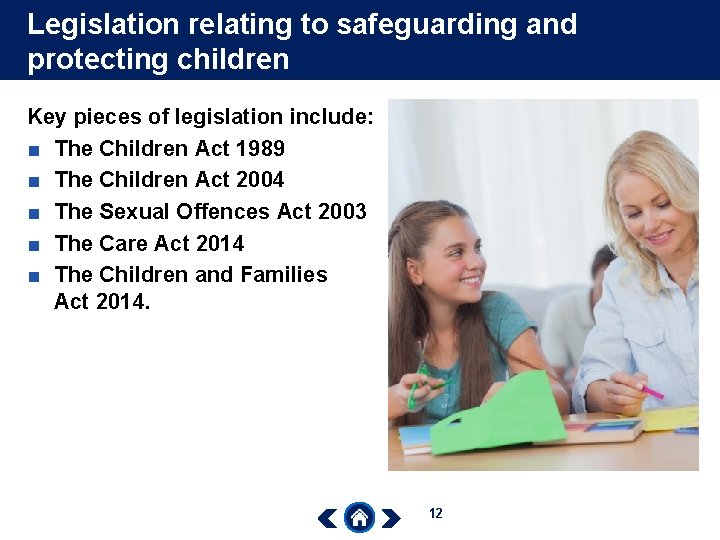 Legislation relating to safeguarding and protecting children Key pieces of legislation include: ■ The