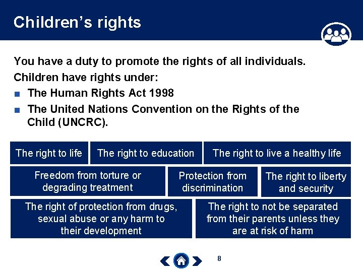 Children’s rights You have a duty to promote the rights of all individuals. Children