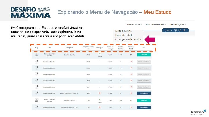 Explorando o Menu de Navegação – Meu Estudo Em Cronograma de Estudos é possível