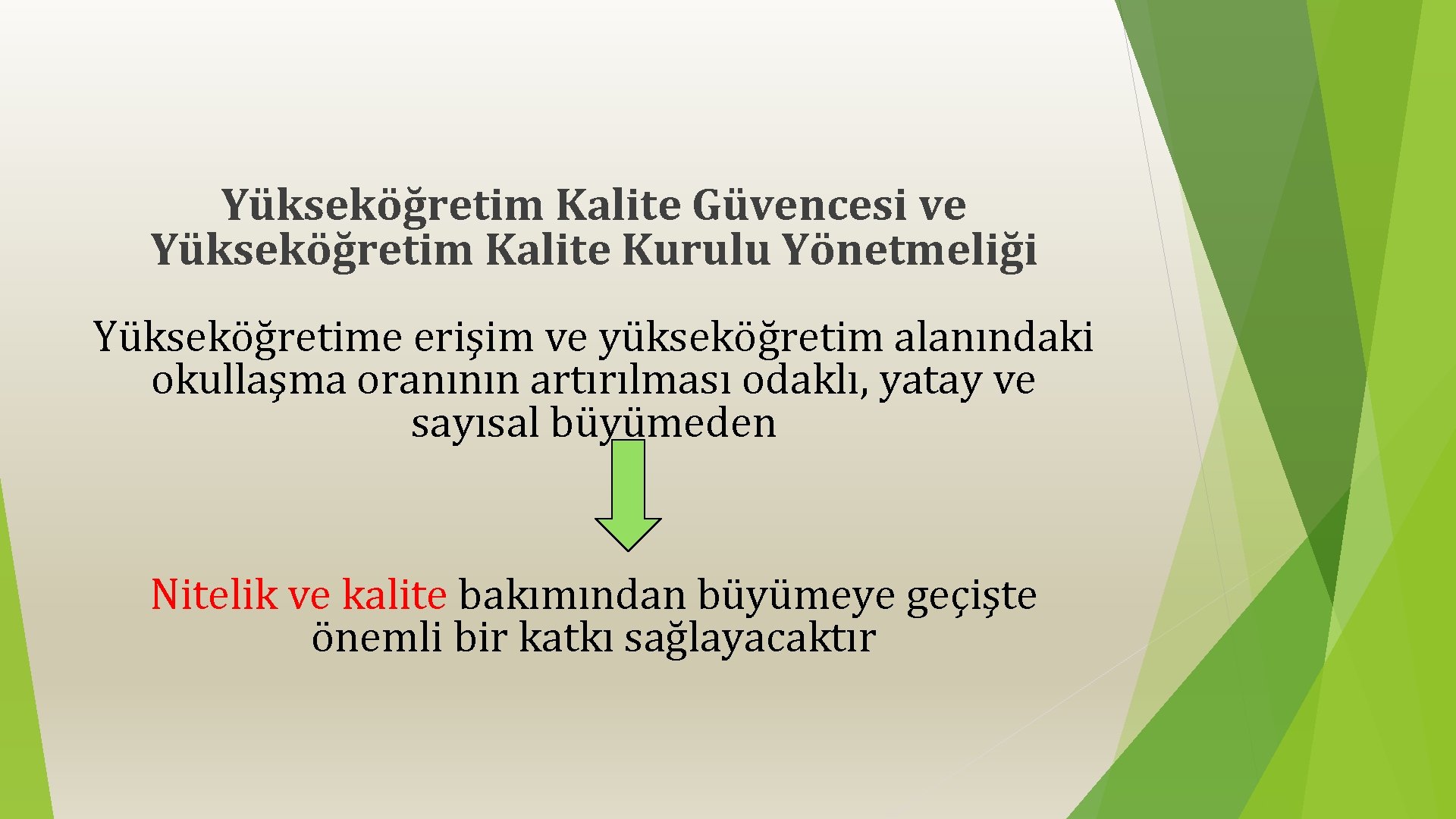 Yükseköğretim Kalite Güvencesi ve Yükseköğretim Kalite Kurulu Yönetmeliği Yükseköğretime erişim ve yükseköğretim alanındaki okullaşma