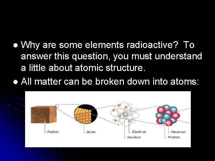 Why are some elements radioactive? To answer this question, you must understand a little