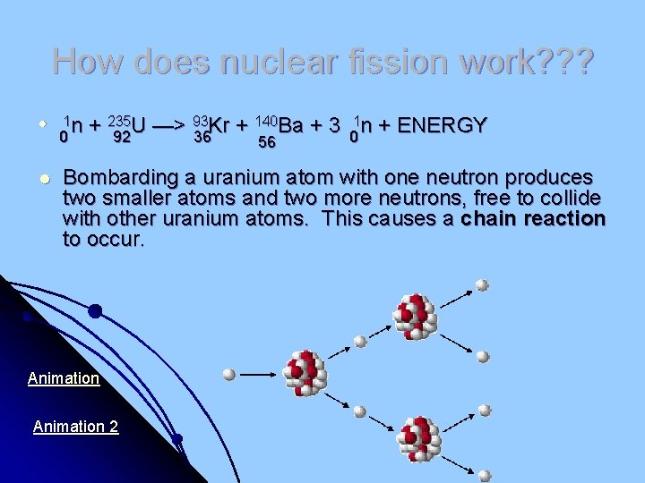How does nuclear fission work? ? ? l l 1 n 0 93 Kr