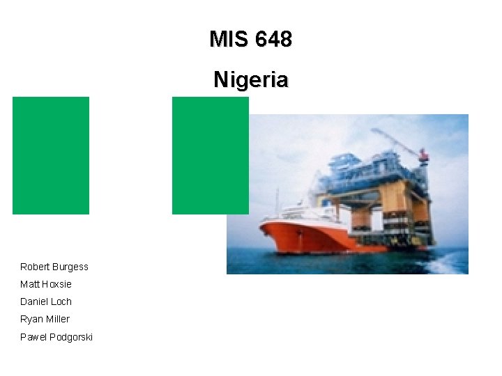 MIS 648 Nigeria Robert Burgess Matt Hoxsie Daniel Loch Ryan Miller Pawel Podgorski 