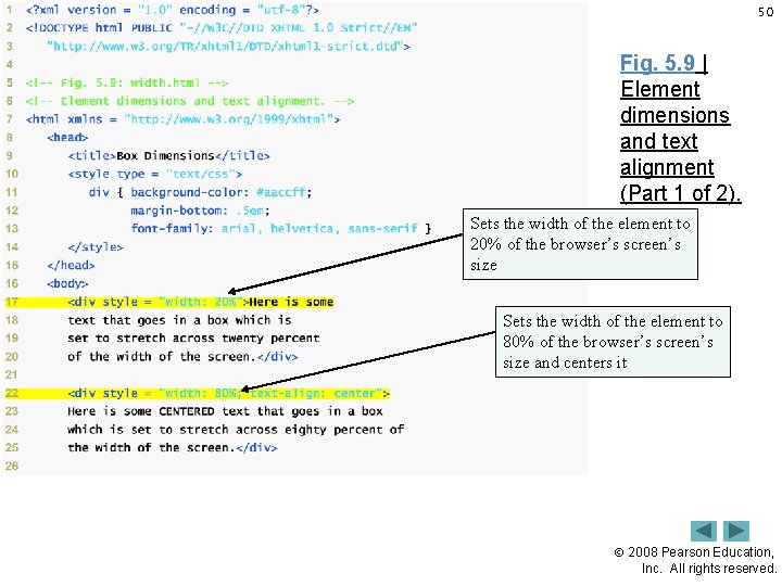 50 Fig. 5. 9 | Element dimensions and text alignment (Part 1 of 2).