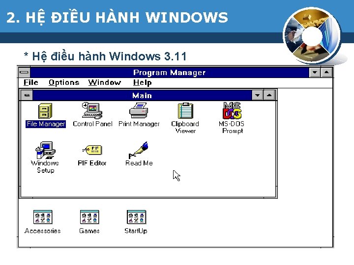 2. HỆ ĐIỀU HÀNH WINDOWS * Hệ điều hành Windows 3. 11 - Năm