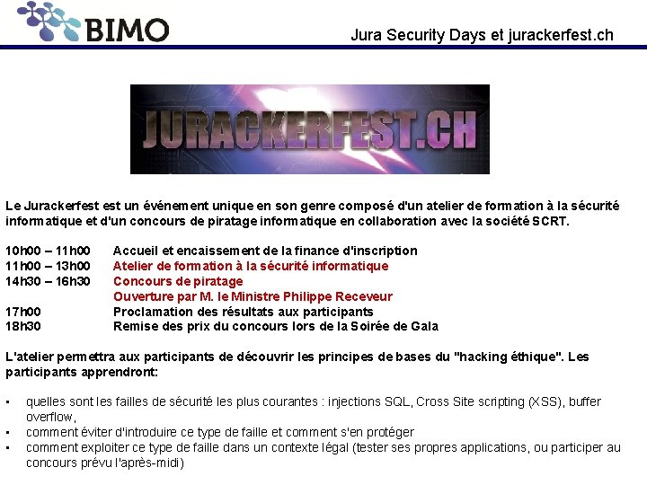 Jura Security Days et jurackerfest. ch Le Jurackerfest un événement unique en son genre