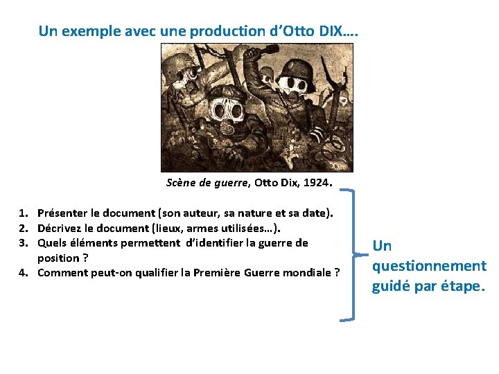 Un exemple avec une production d’Otto DIX…. Scène de guerre, Otto Dix, 1924. 1.