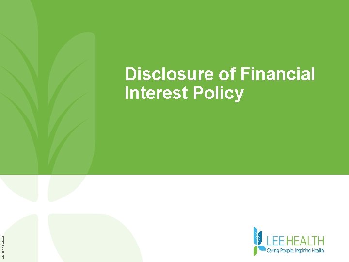 Disclosure of Financial Interest Policy #2772 Rev. 01/17 