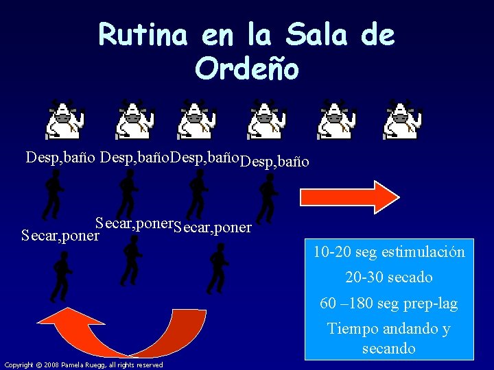 Rutina en la Sala de Ordeño Desp, baño Secar, poner 10 -20 seg estimulación