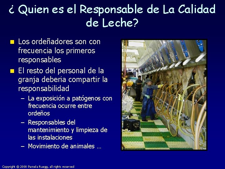 ¿ Quien es el Responsable de La Calidad de Leche? Los ordeñadores son con