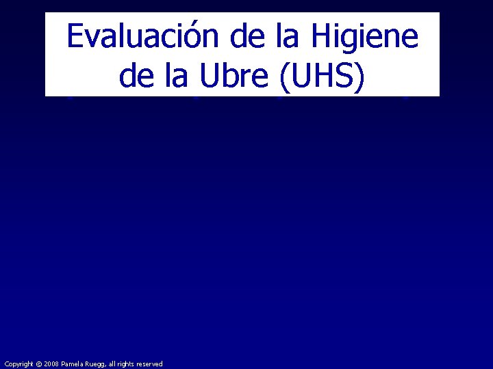 LIMPIO SUCIO Evaluación de la Higiene de la Ubre (UHS) Copyright © 2008 Pamela