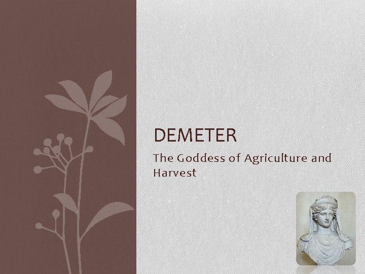 DEMETER The Goddess of Agriculture and Harvest 