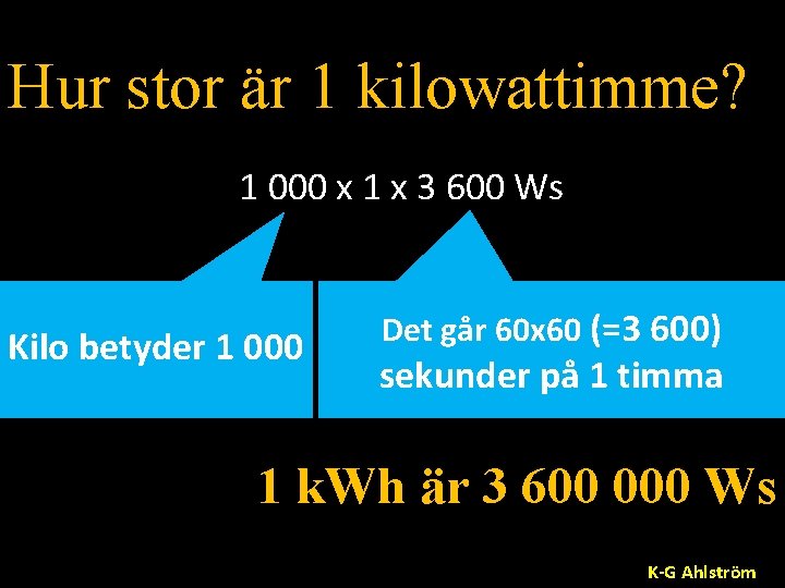 Hur stor är 1 kilowattimme? 1 000 x 1 x 3 600 Ws Kilo